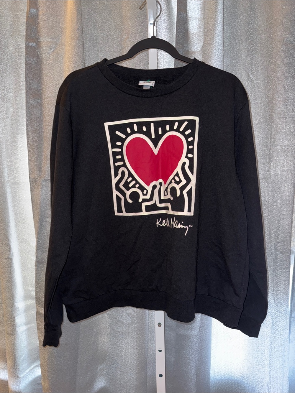 Keith Haring Black Heart Graphic Crewneck Sweater